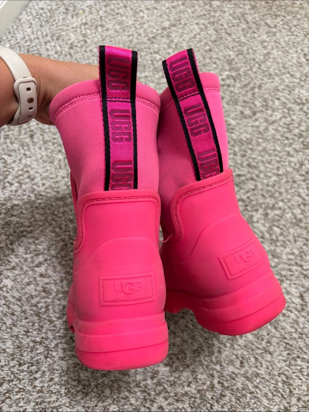 UGG pink rubber neoprene boots 13